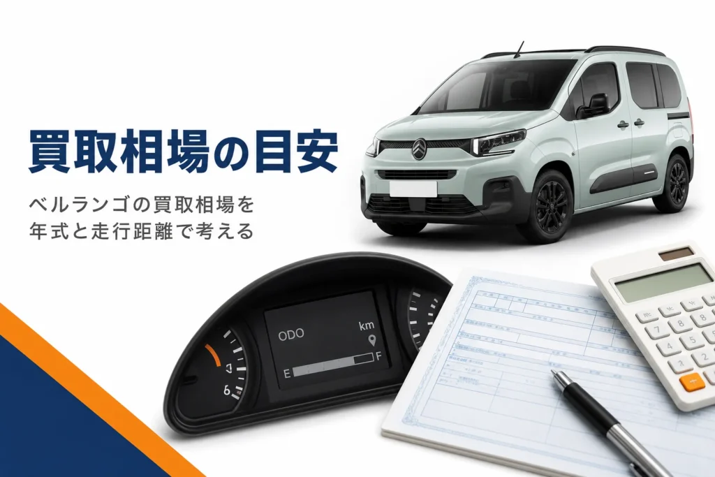 ベルランゴの走行距離表示と車検証と電卓