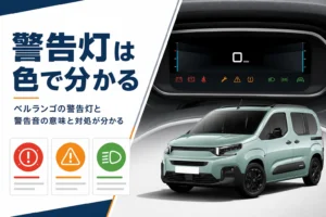 ベルランゴの警告灯の意味を色で見分けることを表したアイキャッチ