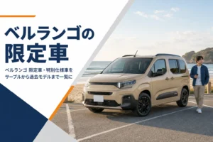 砂浜の近くに停まるサンドカラーのMPVのイメージ