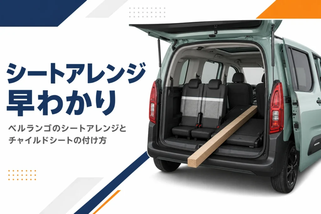 2列目の1席を倒して長い荷物を積んだMPVの車内のイメージ