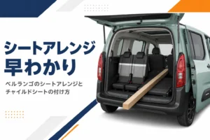 2列目の1席を倒して長い荷物を積んだMPVの車内のイメージ
