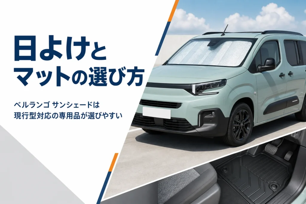 フロントガラスにサンシェードを広げた背の高いMPVのイメージ