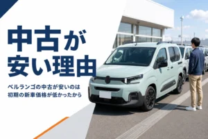 中古車店の展示場に並ぶ箱型MPV