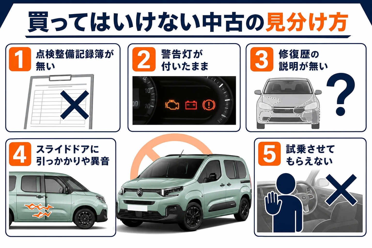 ベルランゴの中古で避けたい個体の見分け方